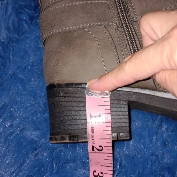 Sonoma~Women's Gray Knee-High Leather Boots Chunky Heel - Picture 11 of 13